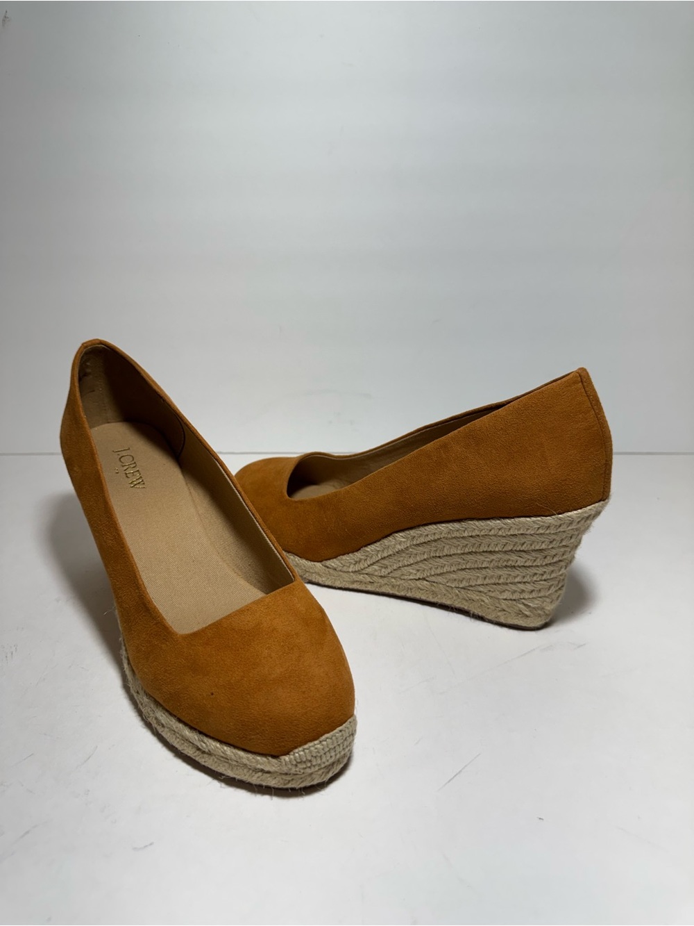New J.Crew Women's Espadrille Wedges Tan Sueded Brown Shoes Size 8.5